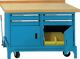 Werkbank B1300xT700xH850mm Buche-Multiplex grau blau 00.05.8743 RAL 5012 LOKOMA