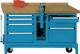 Werkbank B1500xT700xH850mm Buche-Multiplex grau blau 00.05.9079 RAL 5012 LOKOMA