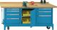 Werkbank B2000xT700xH850mm Buche-Multiplex grau blau 00.05.8746 RAL 5012 LOKOMA