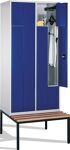 Z-Garderobenschrank m.Sitzbank H2090xB420xT510/825mm grau/blau 2 Abt.C+P
