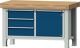 Schwerlast-Werkbank B1500xT800xH900mm Bucheplatte 100mm 3 Schubl.180mm Tür 540mm