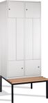 Z-Garderobenschrank m.Sitzbank H2090xB820xT510/825mm lichtgrau 4Abt.C+P