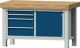Schwerlast-Werkbank B1500xT800xH900mm Buche 100mm je 2 Schubl.90,180mm Tür 540mm