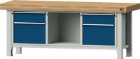 Schwerlast-Werkbank B2250xT800xH900mm Bucheplat. 100mm je 2Schubl.180,360mm ANKE