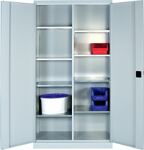 Flügeltürenschrank H1950xB1200xT500mm m.Trennwand 8 Böden lichtgrau/anthrazitgra