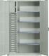 Flügeltürenschrank H1950xB1200xT500mm 20 Schubfächer 4 Böden lichtgrau