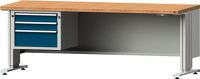 Schubladenschrank H420xB570xT615mm grau/enzianblau 2x90,1x180mm Vollauszug ANKE