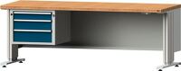 Schubladenschrank H420xB570xT615mm grau/blau 1x90,1x120,1x150mm Vollauszug ANKE