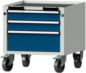 Schubladenschrank H575xB570xT615mm grau/enzianblau 2x90,1x180mm Vollauszug ANKE