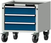 Schubladenschrank H575xB570xT615mm grau/enzianblau 3x120mm Vollauszug ANKE