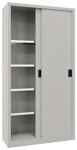 Schiebetürenschrank H1000xB1500xT400mm lichtgrau 4Fbd.m.Trennw.Vollblechtüren