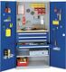 Flügeltürenschrank Lochpl. H1950xB1000xT600 1Boden 4Schubl.1Werkbankpl.grau/blau