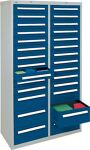 Schubladenschrank H1800xB1000xT500 2x100 16x200 lichtgrau/enzianblau Trgf.25kg