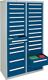 Schubladenschrank H1800xB1000xT500 2x100 16x200 lichtgrau/enzianblau Trgf.25kg
