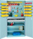Flügeltürenschrank Schlitzpl. H1950xB1000xT600 3 Böden 2 Schubladen grau/grau