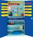 Flügeltürenschrank Schlitzpl. H1950xB1000xT600 3 Böden 2 Schubladen grau/blau