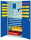 Flügeltürenschrank Schlitzpl. H1950xB1000xT600 2 Böden 4 Schubladen grau/blau
