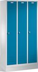 Garderobenschrank m.Sockel H1800xB900xT500mm lichtgrau/ lichtblau 3 Abt.C+P
