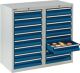 Schubladenschrank H900xB1000xT500mm lichtgrau/enzianblau 16 Schubl.STUMPF