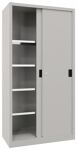 Schiebetürenschrank H1000xB1500xT500mm 4Fbd.grau Trgf.1000kg Trennw.Vollblechtür