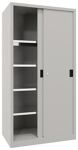 Schiebetürenschrank H1000xB1500xT600mm 4Fbd.grau Trgf.1000kg Trennw.Vollblechtür