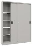 Schiebetürenschrank H1000xB2000xT400mm 4Fbd.grau Trgf.1000kg Trennw.Vollblechtür