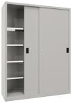 Schiebetürenschrank H1000xB2000xT500mm 4Fbd.grau Trgf.1000kg Trennw.Vollblechtür