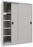 Schiebetürenschrank H1000xB2000xT600mm 4Fbd.grau Trgf.1000kg Trennw.Vollblechtür