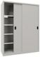 Schiebetürenschrank H1000xB2000xT600mm 4Fbd.grau Trgf.1000kg Trennw.Vollblechtür