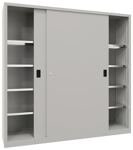Schiebetürenschrank H1950xB2000xT500mm 8Fbd.grau Trgf.1000kg Trennw.Vollblechtür