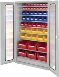 Großraumschrank H1950xB1130xT590mm lichtgrau 9BD m.Kästen 6x2,10x4,7x5,14x6,20x7