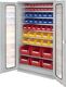 Großraumschrank H1950xB1130xT590mm lichtgrau 9BD m.Kästen 6x2,10x4,7x5,14x6,20x7