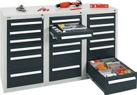 Schubladenschrank H900xB1500xT500mm lichtgrau/anthrazitgrau 18 Schubl.