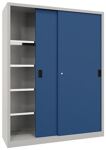 Schiebetürenschrank H1950xB1500xT500mm 8Fbd.grau/blau Trgf.1000kg Trennw.