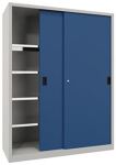 Schiebetürenschrank H1950xB1500xT600mm 8Fbd.grau/blau Trgf.1000kg Trennw.
