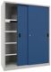 Schiebetürenschrank H1950xB1500xT600mm 8Fbd.grau/blau Trgf.1000kg Trennw.