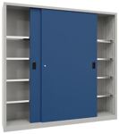 Schiebetürenschrank H1950xB2000xT400mm 8 Fbd.grau/blau Trgf.1000kg m.Trennw.