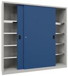 Schiebetürenschrank H1950xB2000xT500mm 8Fbd.grau/blau Trgf.1000kg m.Trennw.