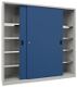 Schiebetürenschrank H1950xB2000xT500mm 8Fbd.grau/blau Trgf.1000kg m.Trennw.
