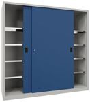 Schiebetürenschrank H1950xB2000xT600mm 8Fbd.grau/blau Trgf.1000kg Trennw.
