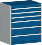 Schubladenschrank H900xB800xT525 3x100 2x150 1x200 lichtgrau/enzianblau 75kg VA