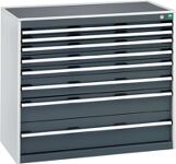 Schubladenschrank H1000xB1300xT750 2x75/100/200 1x150 lichtgr./anthrazit 75kg VA