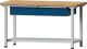 Werkbank BL B1500xT700xH840mm Buche massiv lichtgrau enzianblau 2 Schubl.ANKE