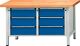 Werkbank Bucheplatte 40mm B1500xT700xH840mm 6x180mm lichtgrau/enzianblau