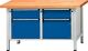 Werkbank Bucheplatte 40mm B1500xT700xH890mm 2x180mm 2 Türen 360mm grau/blau