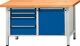 Werkbank Uni-Platte 40mm B1500xT700xH890mm 2x90/180mm 1xTür 1 Boden grau/blau