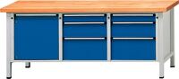 Werkbank Uni-Platte 40 B2000xT700xH840 2x90/180/270 1xTür 540 1 Boden grau/blau