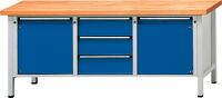 Werkbank Uni-Platte 40mm B2000xT700xH890mm 3x180mm 2xTür 540 2 Böden grau/blau