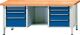 Werkbank Bucheplatte 40mm B2000xT700xH840mm 1x60/120/180/240 2x90/150 grau/blau