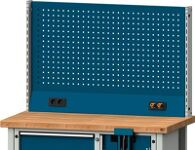 Werkbankaufbau B1165xH650mm enzianblau Lochblech,Energieleiste ANKE